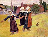 Breton Girls Dancing by Paul Gauguin